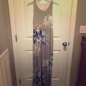 Floral high waist sleeveless maxi dress